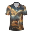 thumbnail image 2 of Daiia Starry Sky White Horse Pattern Men’s Polo Shirts,Solid Deck Shirt,Classic Fit, Breathable Cotton Polo for Casual and Sport Wear-XX-Large, 2 of 7