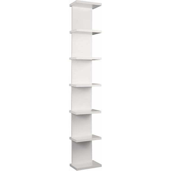 7 Tier Wall Shelf Unit - Narrow Smooth Laminate Finish - Vertical Column Wall Decor Mount Floating Storage Home Decor Organizer Tall Tower Utility Shelf for Bedrooms, Living Rooms(White)