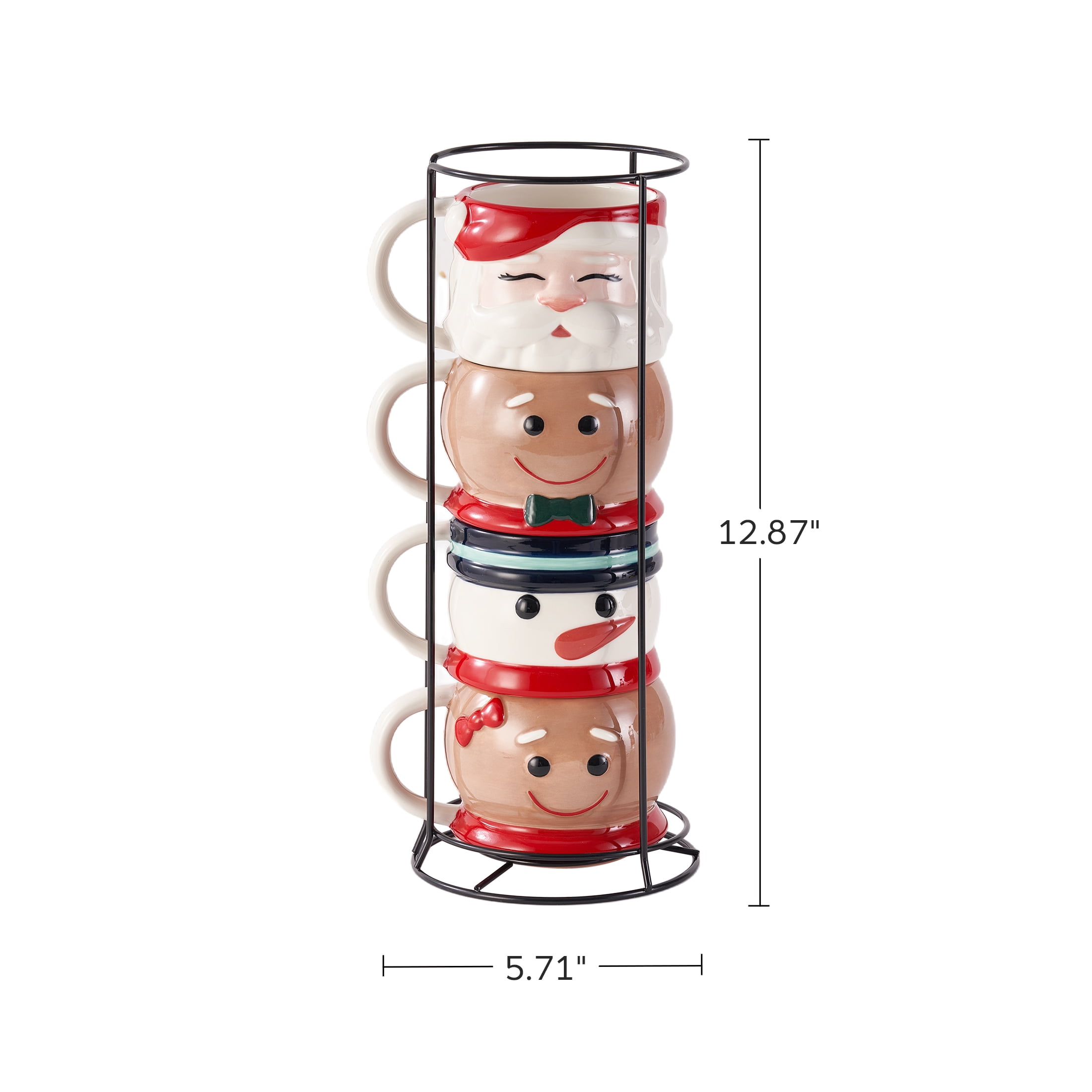 Holiday Icons Ceramic Mug Set 13 OZ 4-Piece Holiday Time