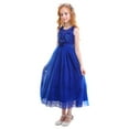 thumbnail image 6 of IBTOM CASTLE Girls Flower Vintage Lace Princess Long Dress for Kids Tulle Pageant Formal Party Wedding Floor Dance Evening Gown 12-13 Years Blue, 6 of 8