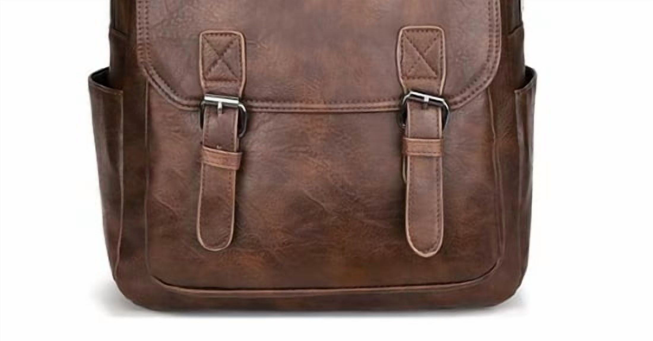 RKXQT Genuine Leather Backpacks Mens Laptop Bags Briefcases Bookbags Computers Bags Travel Bags Casual Daypack 16.9Inch(Brown-2)