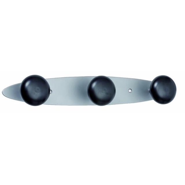 Cintre Fixe Mural / Porte en Argent et Noir avec 3 Chevilles