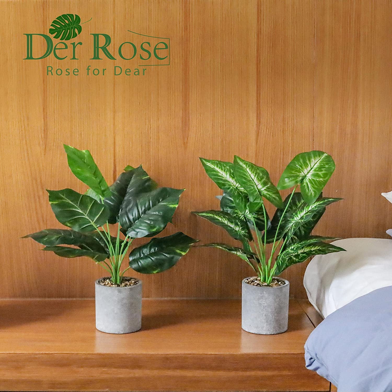 Der Rose 2 Pack  Pulp Fake Plant Artificial Pot, office desk family farmhouse decoration