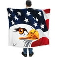 thumbnail image 3 of Patriotic US Flag Blanket, American National Flag Throws, Sherpa Fleece Reversible Blanket for Couch Bed Decor, 4th of July Citizenship Veteran Gift, 3 of 5