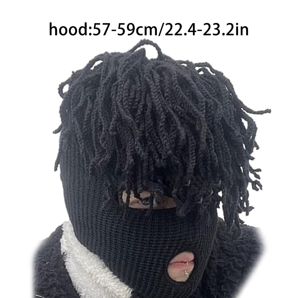 Tibvox Knitted Full Face Cover Ski Mask for Men, Halloween Thermal Winter Warm Knit Beanie Balaclava for Outdoor Sports