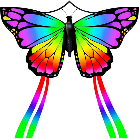 Butterfly Huge Kite for Kids and Adults Easy to Fly Single Line String with Tail for Beach Trip Park Family Outdoor Games and Activities