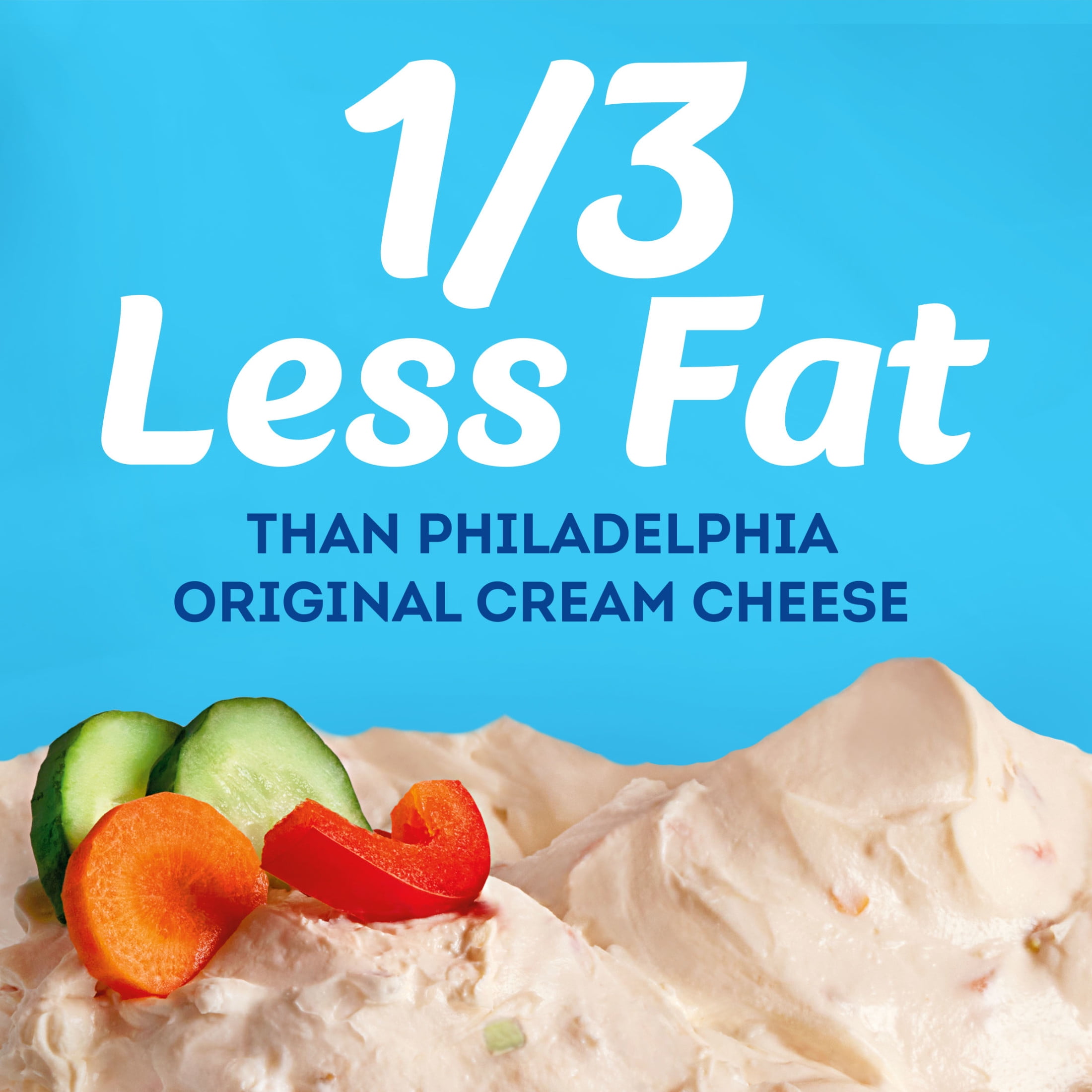 Philadelphia Reduced Fat Cream Cheese with Vegetables, 1 Tub, for Smooth, Spreadable Mornings, Garden Vegetable, No Artificial Preservatives, Flavors or Dyes, 7.5 oz