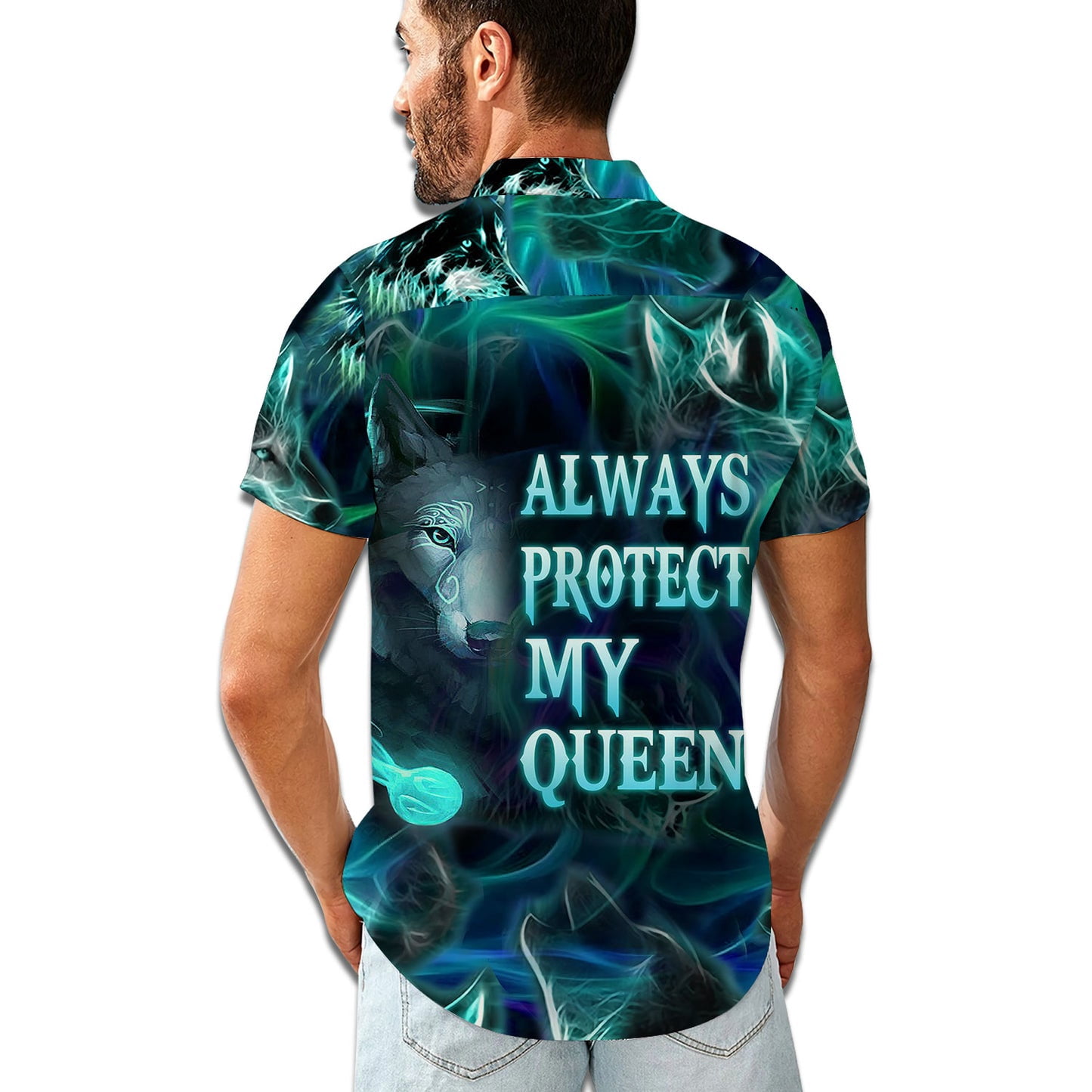Wolf She Keeps Me Wild He Keeps Me Safe Aloha Hawaiian Shirt