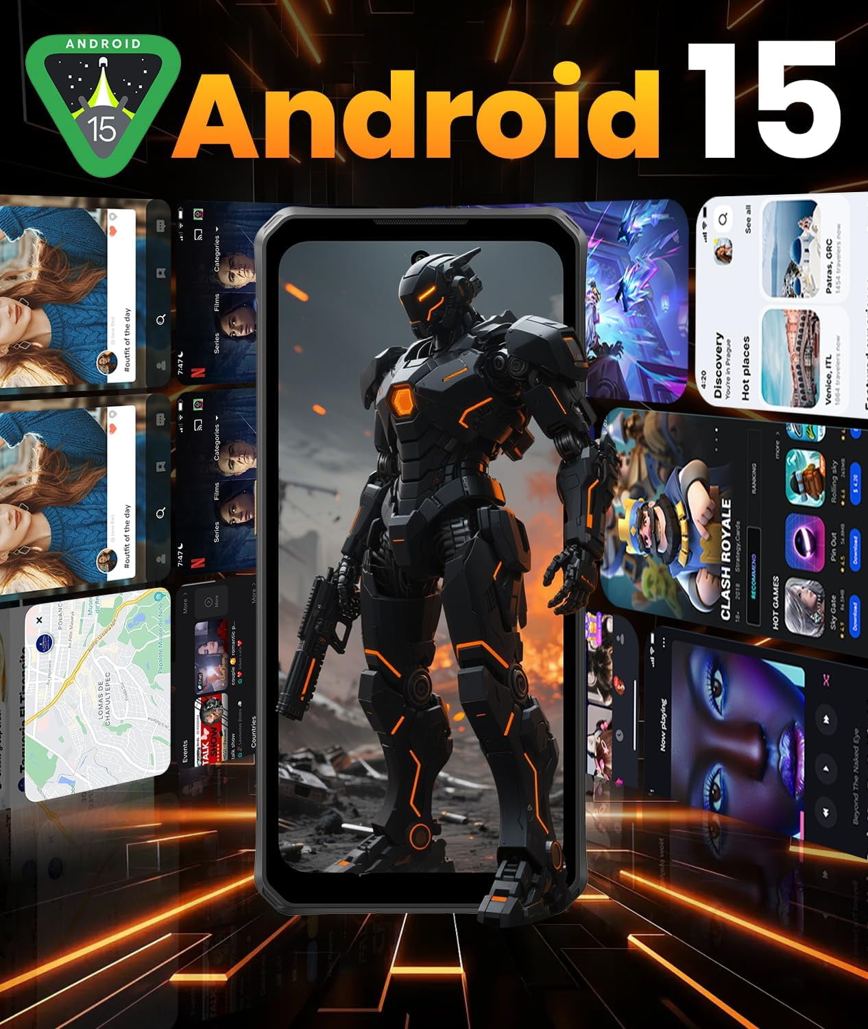 FOSSIBOT F114 Rugged Smartphone Unlocked Android 15 6.67-inch 120Hz Ultra Display 16GB+128GB/2TB Rugged phone 50MP AI Camera 5000mAh Dual SIM/OTG/NFC