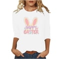 thumbnail image 2 of Easter T-Shirt for Women Adorable Rabbit Hugging Large Floral Egg Graphic Crewneck 3/4 Sleeve Soft Comfortable Holiday Party Festive Tee Top, 2 of 6