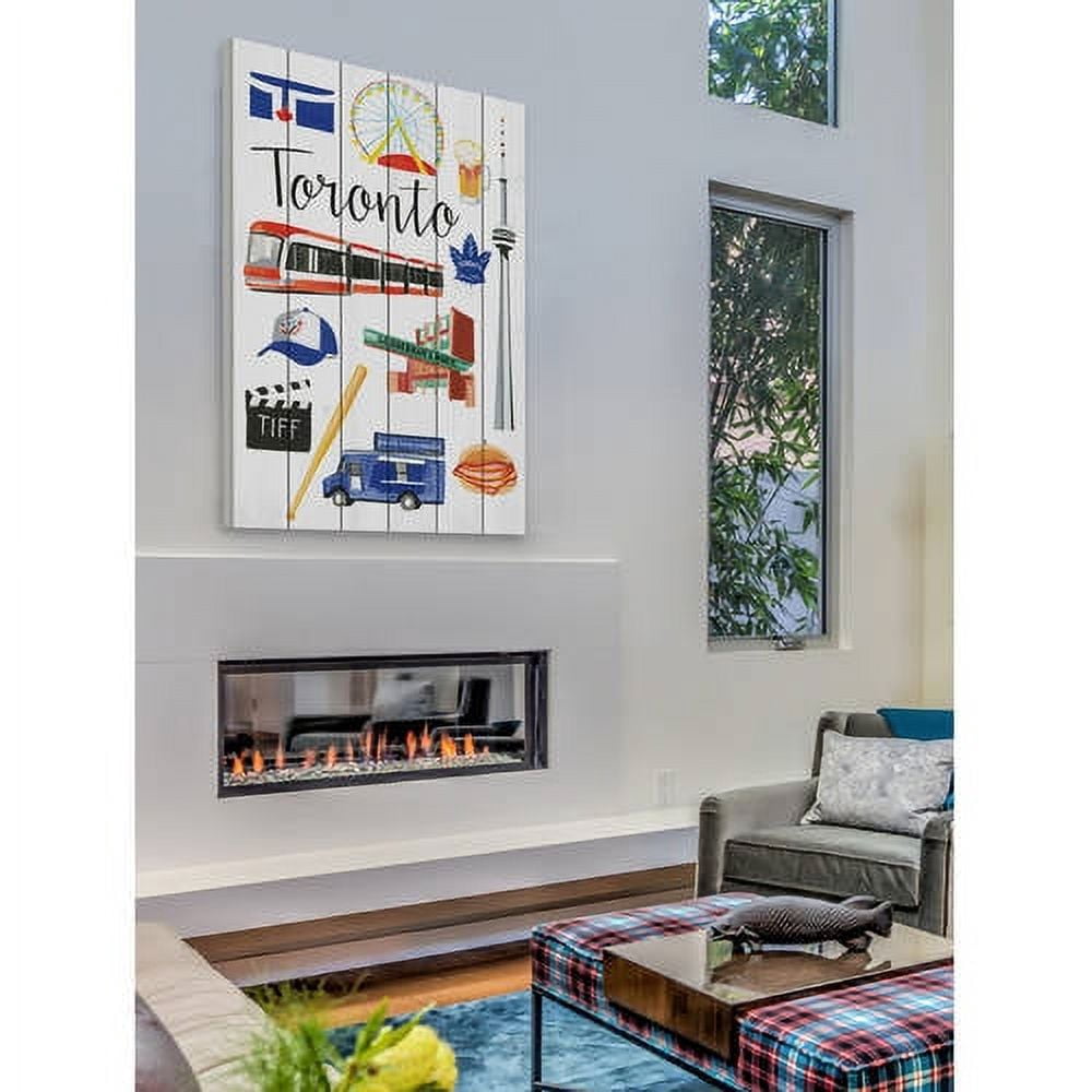 Marmont Hill "Travel Toronto" By Molly Rosner Painting Art Print On White Wood, 12.0" x 1.5"