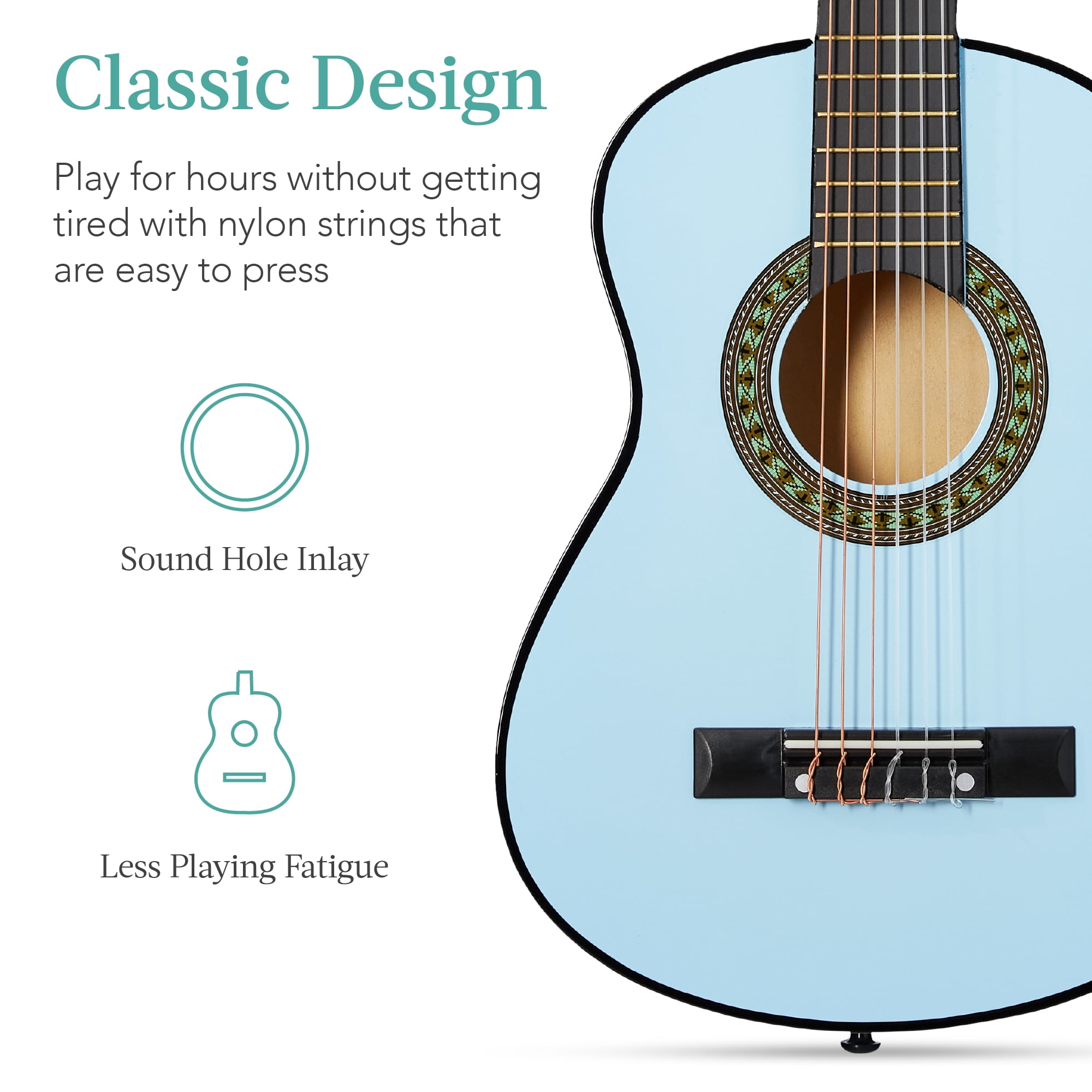 Best Choice Products 30in Kids Acoustic Guitar Beginner Starter Kit w/ Strap, Case, Strings - Light Blue
