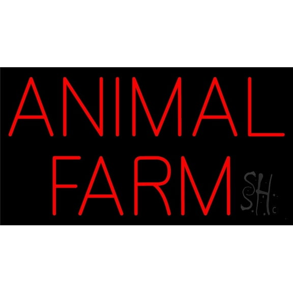 Animal Farm Block LED Neon Sign 13" Tall x 24" Wide - inches Black Square Cut Acrylic Backing, with Dimmer - Premium built indoor Sign for Club, Home décor, Event, Workshop, Storefront.
