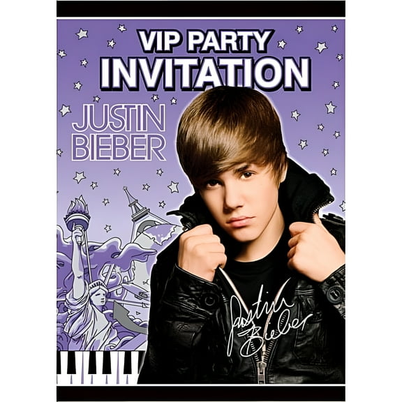Unique Industries Justin Bieber Invitations, 8 Count