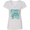 thumbnail image 3 of Inktastic September is Ovarian Cancer Awareness Month Women's V-Neck T-Shirt, 3 of 5