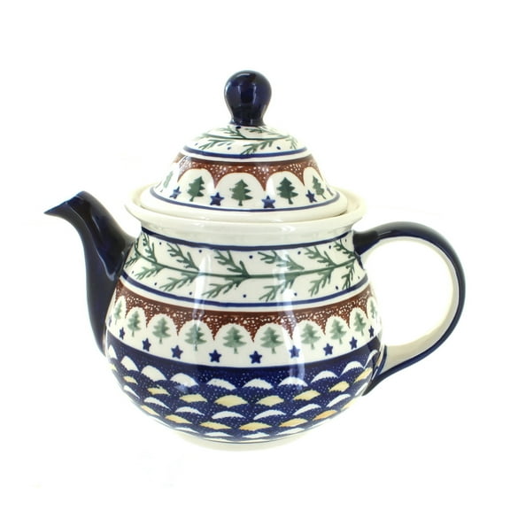 Blue Rose Polish Pottery Evergreen Large Teapot