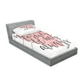 thumbnail image 2 of Ambesonne Saying Fitted Sheet & Pillow Sham Set, Heart and Love Words, Twin, Pale Pink Black White, 2 of 2