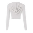 thumbnail image 3 of Tiqkatyck Crop Tops for Women, Long Sleeve Slim Fit Women's Flared Sleeve Tops Long Sleeve Hooded Shirts Crew Neck Crop Tops, Summer Tops for Women, Shirts for Women Beige L, 3 of 8