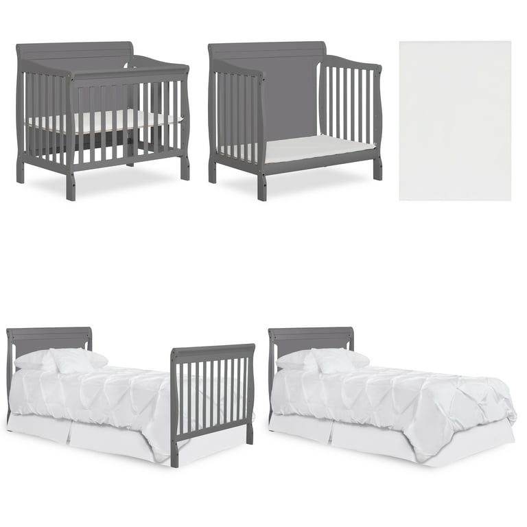 Dream On Me Alice Wood 3-in-1 Convertible Mini Crib for Small
