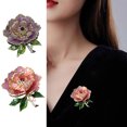 thumbnail image 2 of Women Brooch Sparkling Rhinestones Enamel Peony Shape Lapel Pin Suits Coats Bags Scarves Badge Versatile Accessory, 2 of 8