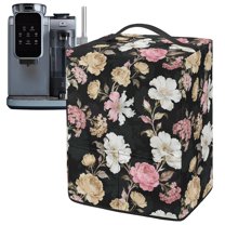 ZIATUBLES Ice Cream Machine Dust Cover Machine Washable Polyester Kitchen Appliance Cover with Front Pockets Foldable Decor Accessory, 15.35" x 9.84" x 18.11", Vintage Floral Black Print