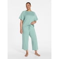 thumbnail image 2 of Joyspun Women's French Terry Lounge Sleep Short Sleeve Top and Capri Pants Set, 2 Piece, Sizes XS-3X, 2 of 5