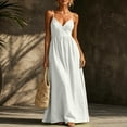 thumbnail image 4 of Aimik Women's Wrap Waist Maxi Sundress Summer Spaghetti Strap V Neck Solid Maxi Sundress Loose Airy Casual Vacation Long Dress, 4 of 6