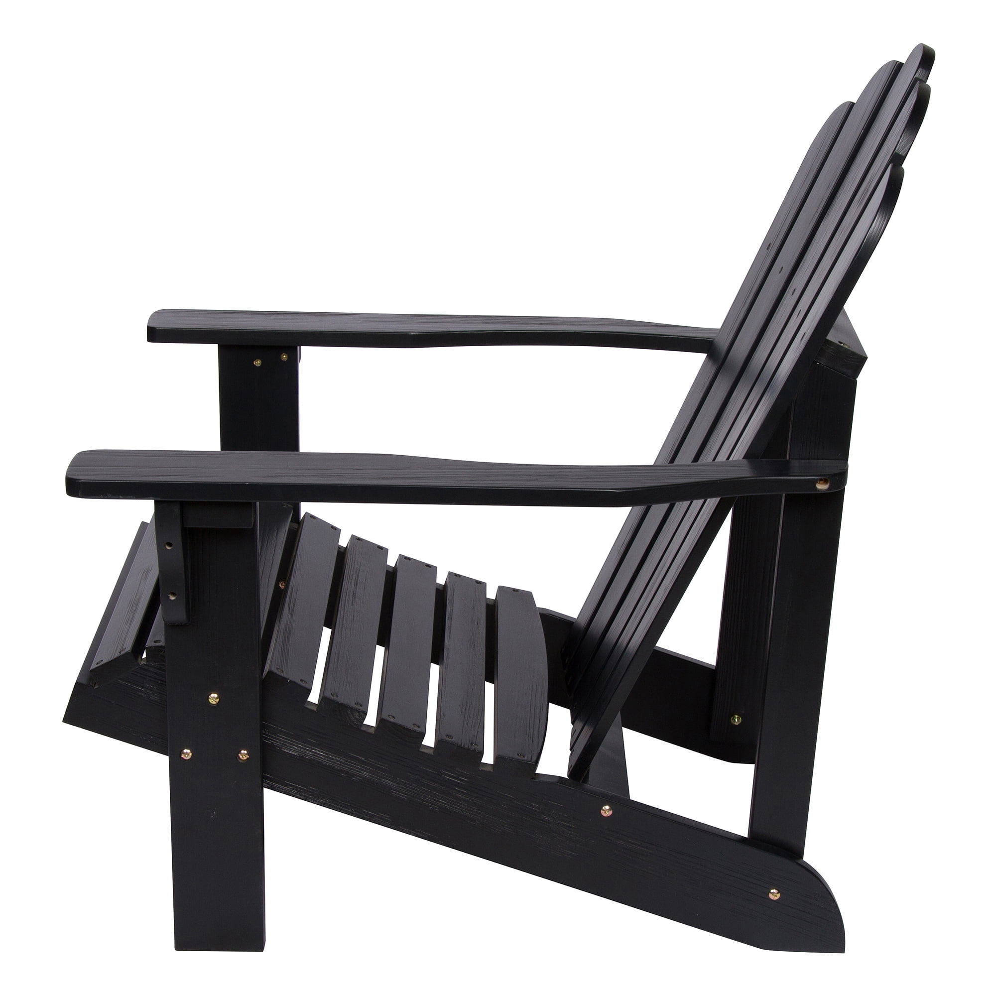 Shine Company Traditional Cedar Wood Patio Porch Adirondack Chair in Black