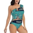 thumbnail image 3 of Haiem Let's go Travel Women's One Piece Swimsuits Tummy Control One Shoulder Bathing Suits Ruffle Swimwear-X-Large, 3 of 8