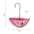 thumbnail image 3 of Tarmeek Pink Wrought Iron Wall Mounted Umbrella Shaped Planter Container for Indoor Outdoor Home Garden Decor, No Drill Installation Required, 3 of 6