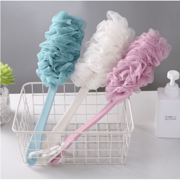 Prozklves - Juego de 2 cepillos de lufa para ducha, cepillo de ducha de mango largo, limpiador de espalda de malla de nailon suave, cepillo de baño para mujeres y hombres, exfoliante corporal para ancianos (2 unidades, verde) Vhermosa