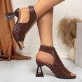 thumbnail image 5 of Caywon Women Heel Sandals Peep Toe Block Heel, Woven Texture Ladies Shoes Dressy, Comfortable Summer Evening Party, Sandalias Mujer, 5 of 7