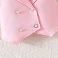 thumbnail image 6 of Girls 2 Piece Outfits Sleeveless Lapel Double Breasted Tops Elastic Waist Wide Leg Pleated Pants Lightweight Stylish Outfits (3-4Years, Pink), 6 of 8