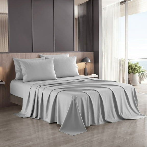 Nanshing Luxury Embossed 6-Piece Ultra Soft Sheet Set Light Grey - Twin