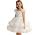 thumbnail image 1 of HXWCHs Robe Grande Fille Élégante Robe de Fête Formelle pour Filles Robe Tutu pour Anniversaire Récital et Blanc 5-6 Ans, 1 of 6
