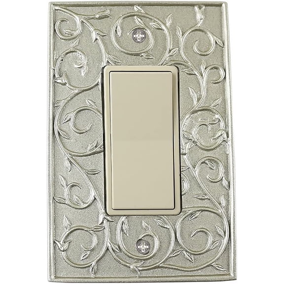Meriville French Scroll 1 Rocker Wallplate, Single Switch Electrical Cover Plate, Pewter
