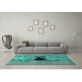 thumbnail image 3 of Ahgly Company Indoor Round Abstract Turquoise Blue Modern Area Rugs, 3' Round, 3 of 4