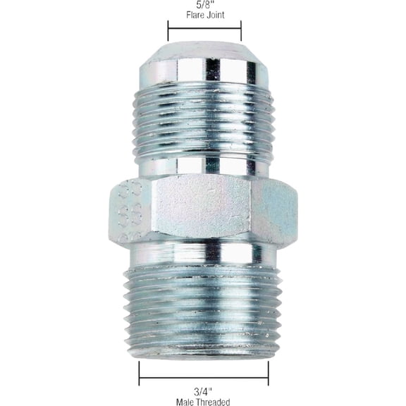 Dormont Stainless Steel Gas Connector Adapter for Gas Stove - 3/4 In. MNPT x 5/8 In. M-Flare