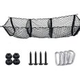 thumbnail image 1 of 1 pieza de mejora desmontable de 3 bolsillos de red de carga organizador de cama de maletero, red de almacenamiento de malla resistente negra, compatible con SUV, coche, cama de camioneta con gan, 1 of 5
