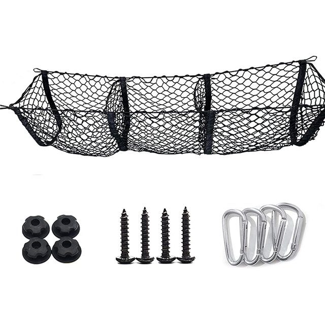 1 pieza de mejora desmontable de 3 bolsillos de red de carga organizador de cama de maletero, red de almacenamiento de malla resistente negra, compatible con SUV, coche, cama de camioneta con gan