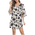thumbnail image 1 of Moda Mujer Verano Impresión Causal V-Cuello 1/2 Manga Vacaciones Mini Vestido Fridja  yut3115, 1 of 8