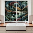 thumbnail image 2 of Ambesonne Lake Kitchen Curtains, Fibonacci Details Mountains, 55"x36", Raspberry Pale Teal Blue, 2 of 3