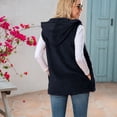 thumbnail image 4 of Defitshape Women's Fuzzy Vest Tank Top Hooded Vest Jacket Sleeveless Slimming Fashion Thermal Soft Loose Fall Vest Outfit Navy Large, 4 of 4