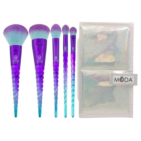 Moda Brush Mythical Celestial Blue Travel Sized Full Face 6pc Makeup Brush Flip Kit