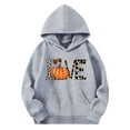 thumbnail image 2 of JTSRKL Leopard Love Fall Pumpkin Hooded Sweatshirts for Kids Cute Boys Girls Long Sleeve Hoodie Tops with Kangaroo Pockets Lightweight Fall Outfit Clothes Gray 13-14 Years, 2 of 4