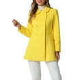 thumbnail image 1 of Abrigo largo de invierno de doble botonadura con cuello Peter Pan para mujer Inspire Chic, color amarillo, talla XS, 1 of 6