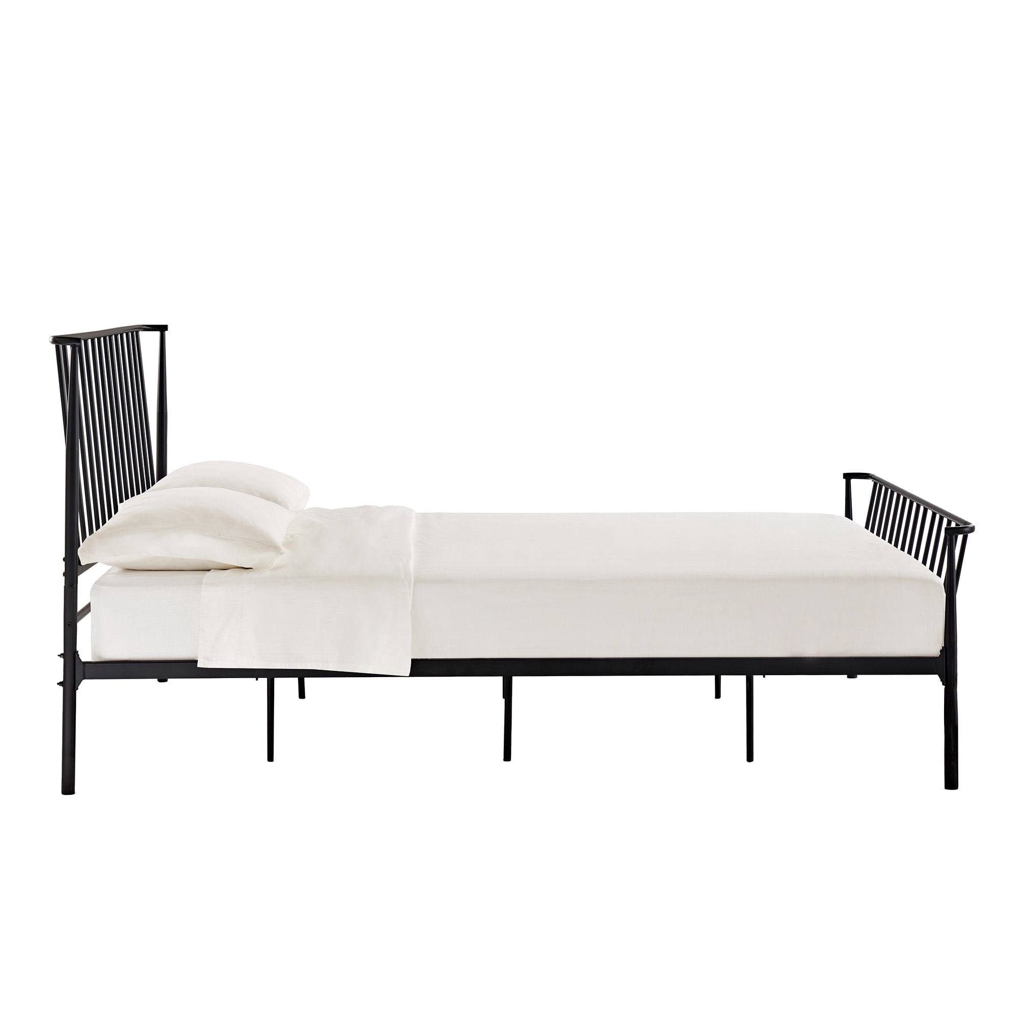 Weston Home Luling Queen Metal Slat Bed, Matte Black