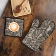 thumbnail image 5 of Brown Camo Deer Tree Pattern Kitchen Oven Mitt and Pot Holder Sets 2 Pcs for Baking, Cooking and Grilling, Heat Resistant Up To 392 °F, 5 of 7