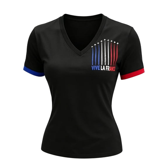 Women's Soccer Raglan Sleeve Top France National Team Print V Neck For Casual Tee With Sporty Soccer 2026 Jerseys Shirts Size L