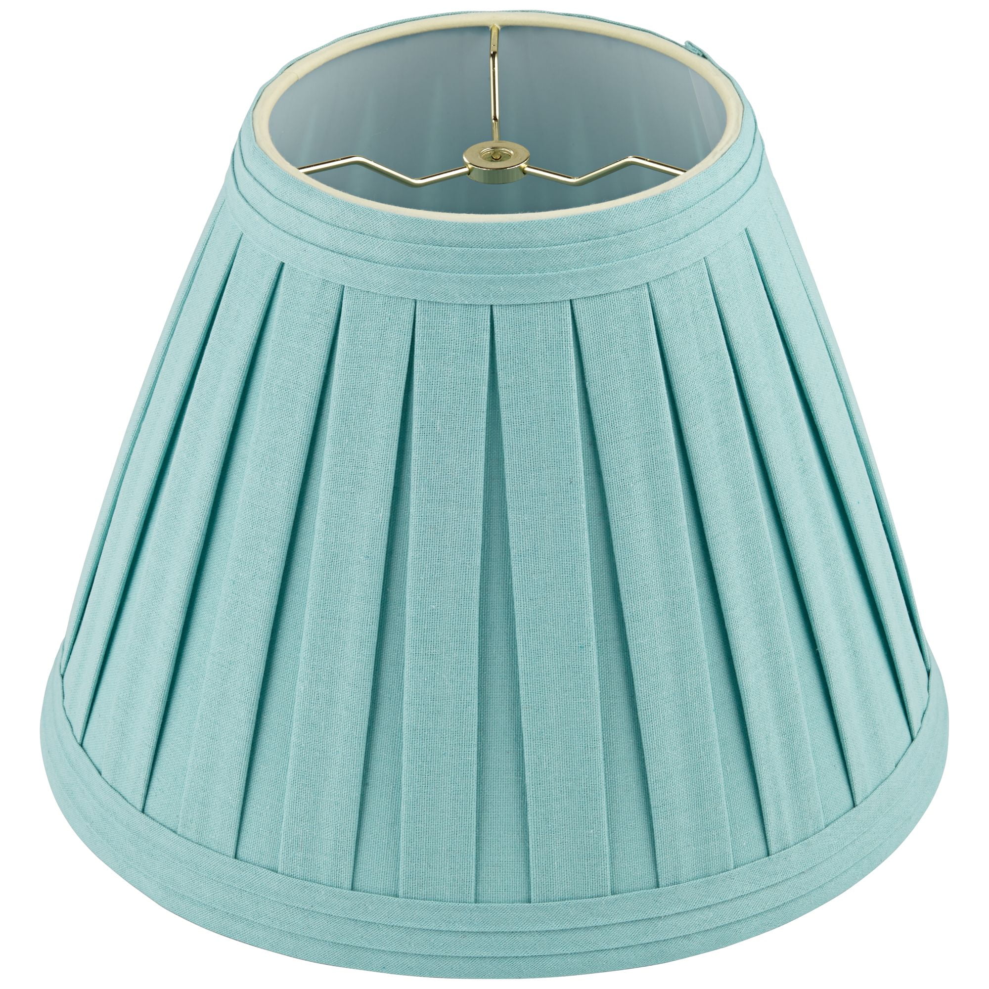 Springcrest Turquoise Linen Box Pleat Medium Empire Lamp Shade 7" Top x 14" Bottom x 11" Slant x 11" High (Spider) Replacement with Harp and Finial